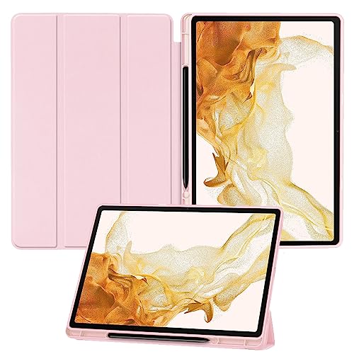 Miimall Lederhülle Kompatibel mit Samsung Galaxy Tab S9 Plus Hülle, Premium PU+TPU Tab S9 Plus Hülle mit Ständer Kratzfest Stoßfest Ultradünnes Schutzhülle für Galaxy Tab S9 Plus-Rosa von Miimall