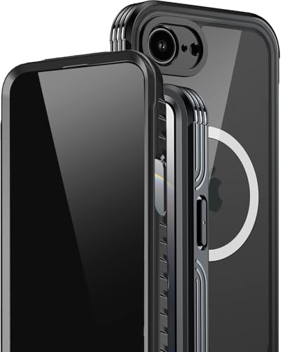 Miimall Magnetisch Hülle Kompatibel mit iPhone 16e 2025 Hülle mit Displayschutz, [Anti-SPY] PC+TPU 360 Gard Case mit Mag-Safe Anti-Kratz Stoßfest Dünn Handyhülle für iPhone 16e 2025 Case-Schwarz von Miimall