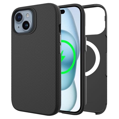 Miimall Magnetische Hülle Kompatibel mit iPhone 15 Plus Hülle mit Mag-Safe, Weiche TPU + PC Kabelloses Laden Handyhülle Militärschutz Magnetisches Schutzhülle für iPhone 15 Plus Case -Schwarz von Miimall