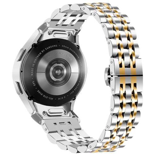Miimall Metall Armband Kompatibel mit Samsung Galaxy Watch 7/FE/6/5/4 Armband 40mm 44mm, Edelstahl Schmetterlingsschnalle Verstellbares Ersatzarmband für Galaxy Watch 6 Classic 43mm 47mm Miimall Metall Armband Kompatibel mit Samsung Galaxy Watch 7/FE/6/5/4 Armband 40mm 44mm, Edelstahl Schmetterlingsschnalle Verstellbares Ersatzarmband für Galaxy Watch 6 Classic 43mm 47mm von Miimall