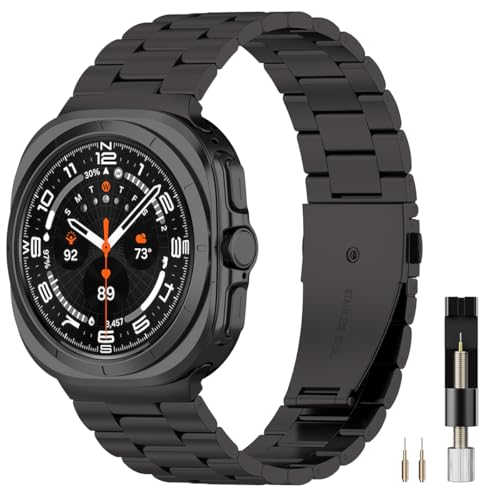 Miimall Metallarmband Kompatible Mit Samsung Galaxy Watch 7 Ultra 47mm Armbänder,Schwarz Edelstahl Doppelte Faltschließe Band Kompatible Mit Samsung Galaxy Watch Active Armband 47mm,für Frauen Männer Miimall Metallarmband Kompatible Mit Samsung Galaxy Watch 7 Ultra 47mm Armbänder,Schwarz Edelstahl Doppelte Faltschließe Band Kompatible Mit Samsung Galaxy Watch Active Armband 47mm,für Frauen Männer von Miimall