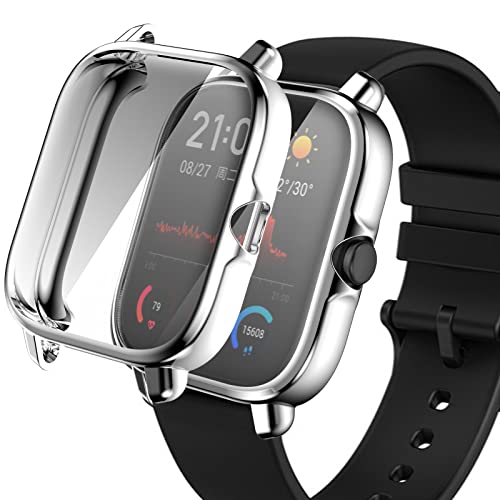 Miimall Schutzfolie Kompatibel mit Amazfit GTS 3 Hülle, Weiche TPU Rundum Displayschutz Schutzhülle Ultradünner Kratzfest Schutz Hülle für Amazfit GTS 3 - Silber von Miimall