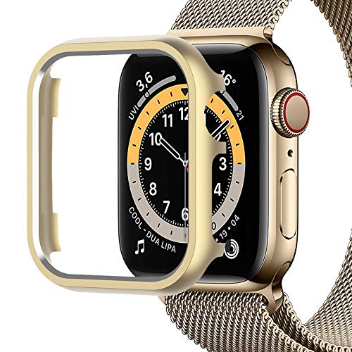 Miimall Schutzhülle Kompatibel mit Apple Watch 40mm Hülle, Aluminiumgehäus Rahmen Metall Stoßstange Cover Kratzfester Stoßfest Schutz Case für Apple Watch 6/5/4/SE - Gold Miimall Schutzhülle Kompatibel mit Apple Watch 40mm Hülle, Aluminiumgehäus Rahmen Metall Stoßstange Cover Kratzfester Stoßfest Schutz Case für Apple Watch 6/5/4/SE - Gold von Miimall