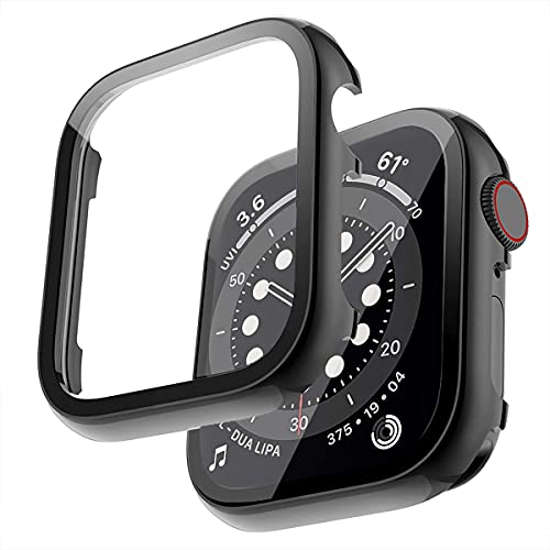 Miimall Schutzhülle Kompatibel mit Apple Watch 44mm Metall Hülle Mit Glas Displayschutz, Helle Oberfläche Aluminiumgehäus Rundum Ultradünnes Schutz Case für Apple Watch Series 6/SE/5/4 - Schwarz Miimall Schutzhülle Kompatibel mit Apple Watch 44mm Metall Hülle Mit Glas Displayschutz, Helle Oberfläche Aluminiumgehäus Rundum Ultradünnes Schutz Case für Apple Watch Series 6/SE/5/4 - Schwarz von Miimall