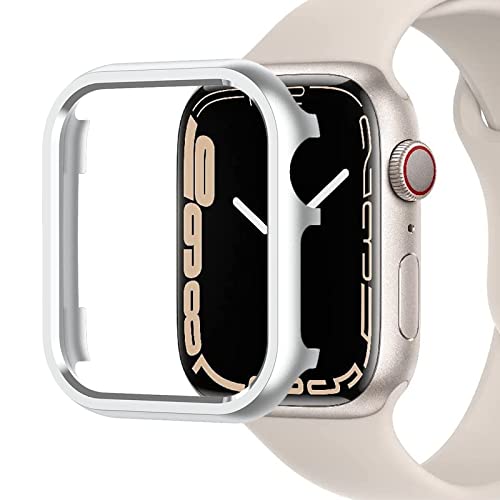 Miimall Schutzhülle Kompatibel mit Apple Watch Series 7 41mm 45mm Hülle, Aluminiumgehäus Rahmen Metall Stoßstange Cover Kratzfester Stoßfest Schutz Case für Apple Watch Watch Series 7 45mm Silber Miimall Schutzhülle Kompatibel mit Apple Watch Series 7 41mm 45mm Hülle, Aluminiumgehäus Rahmen Metall Stoßstange Cover Kratzfester Stoßfest Schutz Case für Apple Watch Watch Series 7 45mm Silber von Miimall