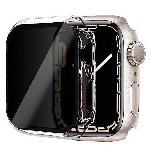 Miimall Schutzhülle Kompatibel mit Apple Watch Series 9/8/7 41mm Hülle mit Sichtschutzfolie, Robust PC Kratzfest Rahmen mit 9H Blickschutzfolie Anti-Spy Privacy Case für iWatch 41mm -Transparent von Miimall