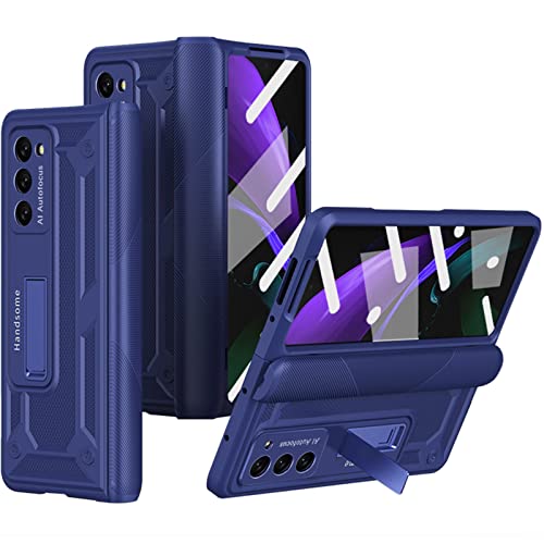 Miimall Schutzhülle Kompatibel mit Samsung Galaxy Z Fold 2 Hülle mit Displayschutz, Scharnierschutz Fold 2 Handyhülle mit Ständer Case für Samsung Galaxy Z Fold 2 5G Hülle -Blau von Miimall