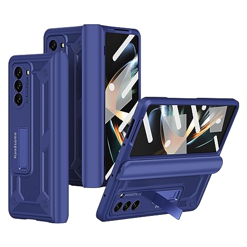 Miimall Schutzhülle Kompatibel mit Samsung Galaxy Z Fold 5 Hülle mit Displayschutz + Ständer, Scharnierschutz Fold 5 Handyhülle mit Ständer Case für Samsung Fold 5 5G 2023 -Blau von Miimall