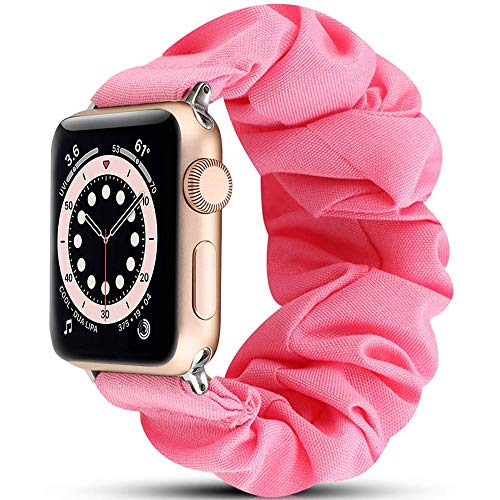 Miimall Scrunchie Armband Kompatibel mit Apple Watch 41mm/40mm/38mm, iWatch Stoff Armbänder Damen, Dehnbar Elastizität Gummizug Ersatzband für Apple Watch Series 8/7/6/5/4/3/2/1 - Rosa Miimall Scrunchie Armband Kompatibel mit Apple Watch 41mm/40mm/38mm, iWatch Stoff Armbänder Damen, Dehnbar Elastizität Gummizug Ersatzband für Apple Watch Series 8/7/6/5/4/3/2/1 - Rosa von Miimall
