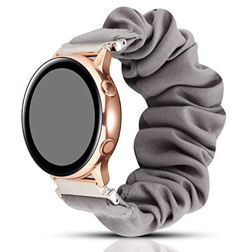 Miimall Scrunchie Armband für Samsung Galaxy Watch Active/Active 2 44mm 40mm, 20mm Damen Weich und Dehnbar Elastisches Ersatzband für Galaxy Watch 4/ Classic 4 - Grau von Miimall