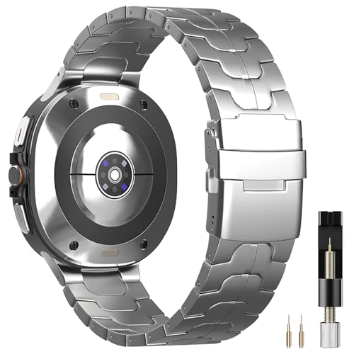 Miimall Titan Uhrenband Kompatibel mit Samsung Galaxy Watch 7 Band Ultra 47 mm, Premium Titanium lückenlos Doppelte Faltschließe Verstellbares Robust Langlebig Band für Samsung 7 Ultra, Silber Miimall Titan Uhrenband Kompatibel mit Samsung Galaxy Watch 7 Band Ultra 47 mm, Premium Titanium lückenlos Doppelte Faltschließe Verstellbares Robust Langlebig Band für Samsung 7 Ultra, Silber von Miimall