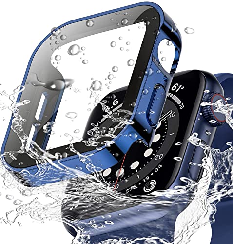 Miimall Wasserdicht Hülle Kompatibel mit Apple Watch Series 9/8/7 45mm 41mm Glas Displayschutz, Ultradünne PC Schutzhülle Vollschutz Kratzfest Schutz Case für iWatch Series 9/8/7 45mm - Blau Miimall Wasserdicht Hülle Kompatibel mit Apple Watch Series 9/8/7 45mm 41mm Glas Displayschutz, Ultradünne PC Schutzhülle Vollschutz Kratzfest Schutz Case für iWatch Series 9/8/7 45mm - Blau von Miimall