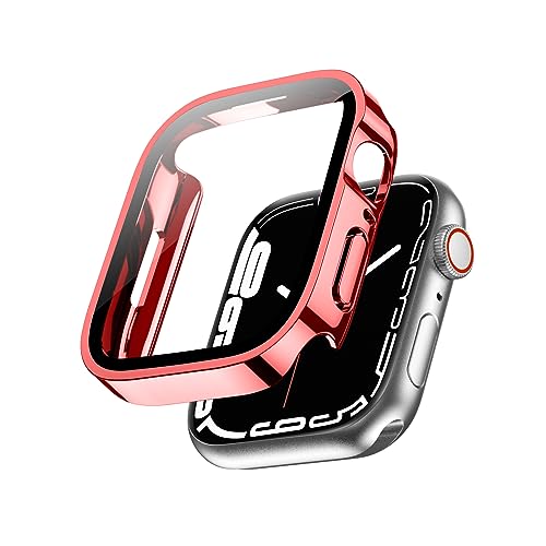 Miimall Wasserdicht Hülle Kompatibel mit Apple Watch Series 9/8/7 45mm 41mm Glas Displayschutz, Ultradünne PC Schutzhülle Vollschutz Kratzfest Schutz Case für iWatch Series 9/8/7 45mm - Rot Miimall Wasserdicht Hülle Kompatibel mit Apple Watch Series 9/8/7 45mm 41mm Glas Displayschutz, Ultradünne PC Schutzhülle Vollschutz Kratzfest Schutz Case für iWatch Series 9/8/7 45mm - Rot von Miimall