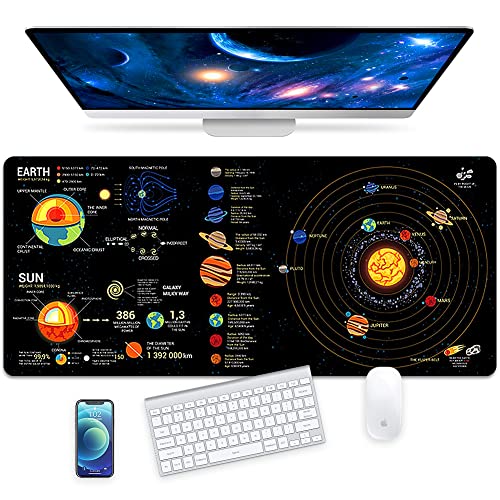 Großes Gaming-Mauspad, 90 x 40 cm, Laptop-Matte, erweiterte Schreibtischunterlage – rutschfeste Gummiunterseite, Büro-Schreibtischunterlage, Schreibtischunterlage für Büro/Heimspiele (Schwarz) von Mijova