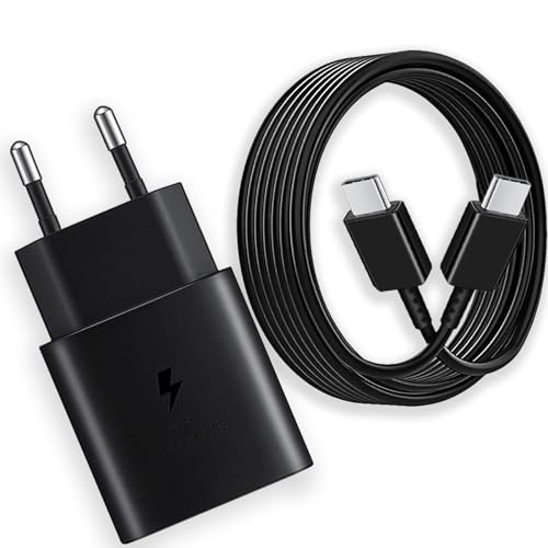 25W Ladegerät Schnellladekabel USB C Kompatibe mit Samsung Galaxy S24 S23 S22 S21 S20 Plus/Ultra S21FE Note20 A55 A54 A53 A23 A14 A15 M54 Schnellladegerä, Typ C Ladekabel Handy Netzteil Adapter von Mijun