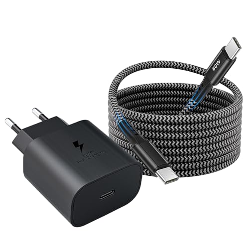 25W USB C Ladegerät, Schnellladegerät Netzteil Super Fast Charger mit 2 m PD Schnellladekabel Nylon USB Typ C Ladekabel für Samsung Galaxy S25 S24 S23 S22 Ultra S21 S20 FE S10 A55 A53 A35 A15 A14 25W USB C Ladegerät, Schnellladegerät Netzteil Super Fast Charger mit 2 m PD Schnellladekabel Nylon USB Typ C Ladekabel für Samsung Galaxy S25 S24 S23 S22 Ultra S21 S20 FE S10 A55 A53 A35 A15 A14 von Mijun