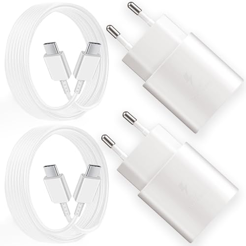 2er-Pack 25W Schnellladegerät Ladekabel für Samsung Galaxy S25 S24 S23 S22 S21 S20 FE Ultra Plus S10 A55 A54 A53 A34 A25 A15 A14, Ladegerät USB C Schnellladekabel und Typ C Handy Netzteil Adapter 2er-Pack 25W Schnellladegerät Ladekabel für Samsung Galaxy S25 S24 S23 S22 S21 S20 FE Ultra Plus S10 A55 A54 A53 A34 A25 A15 A14, Ladegerät USB C Schnellladekabel und Typ C Handy Netzteil Adapter von Mijun