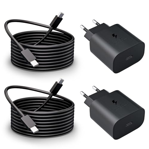 2er-Pack 25W USB C Ladegerät, Schnellladegerät Netzteil Super Fast Charger mit 2 m Ladekabel Schnellladekabel für Samsung Galaxy S25 S24 Ultra/S24/S24+/S23/S22/S21/S20/Note 20/A55 A53 A35 A15 A14 2er-Pack 25W USB C Ladegerät, Schnellladegerät Netzteil Super Fast Charger mit 2 m Ladekabel Schnellladekabel für Samsung Galaxy S25 S24 Ultra/S24/S24+/S23/S22/S21/S20/Note 20/A55 A53 A35 A15 A14 von Mijun