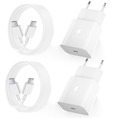 2er-Pack USB C Ladegerät mit Original Ladekabel Schnellladegerät USB-C Schnellladekabel, Typ C Handy Netzteil für Samsung Galaxy S23 S22 S21 S20fe S10e S10 S9 S8 A54 A53 5g A51 A50 A34 A33 A14 M13 von Mijun