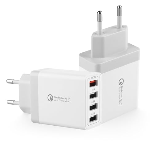 2er-Pack USB Ladegerät, 4-Ports USB Ladeadapter mit 33W Intelligent QC 3.0 Schnellladegerät Mehrfach Netzteil für iPhone 15/14/13/12/11/Samsung Galaxy S23/22/S21/S20/Xiaomi/OPPO/Huawei/OnePlus etc 2er-Pack USB Ladegerät, 4-Ports USB Ladeadapter mit 33W Intelligent QC 3.0 Schnellladegerät Mehrfach Netzteil für iPhone 15/14/13/12/11/Samsung Galaxy S23/22/S21/S20/Xiaomi/OPPO/Huawei/OnePlus etc von Mijun