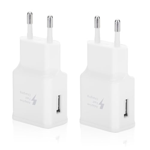 2er-Pack USB Ladegerät Stecker für Samsung Galaxy S21 S20 S10 S9 S8 S7 S6 Edge/Plus/Active A03 A11 A12 A13 A14 A20e A51 Note 8 Z Flip 3/Z Fold 3, iPhone, Schnellladegerät Handy Netzteil Adapter von Mijun