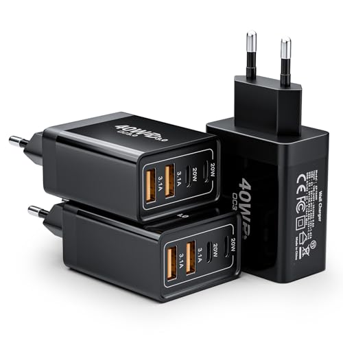 3er Pack USB C Ladegerät Mehrfach, 40W 4-Port USB-C Schnellladegerät Netzteil, USBC Adapter USB Ladestecker für iPhone 16/15/14/13/12/11/Pro Max/XS/XR/8/7, iPad, Samsung Galaxy S25 S24 A55, Tablet 3er Pack USB C Ladegerät Mehrfach, 40W 4-Port USB-C Schnellladegerät Netzteil, USBC Adapter USB Ladestecker für iPhone 16/15/14/13/12/11/Pro Max/XS/XR/8/7, iPad, Samsung Galaxy S25 S24 A55, Tablet von Mijun