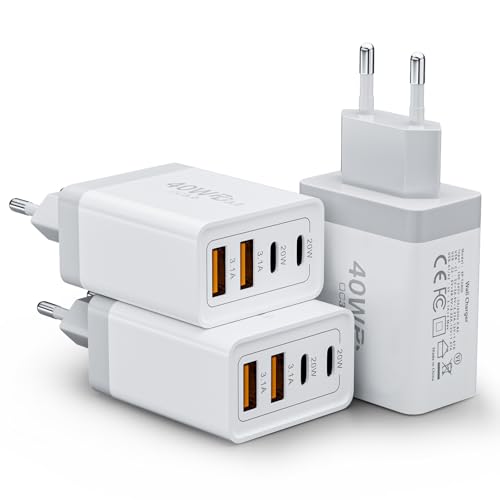 3er Pack USB C Ladegerät Mehrfach, 40W 4-Port USB-C Schnellladegerät Netzteil, USBC Adapter USB Ladestecker für iPhone 16 15 14 Pro Max 13 12 11 SE XS XR 8 7, iPad, Samsung Galaxy S25 S24 A55 A15 3er Pack USB C Ladegerät Mehrfach, 40W 4-Port USB-C Schnellladegerät Netzteil, USBC Adapter USB Ladestecker für iPhone 16 15 14 Pro Max 13 12 11 SE XS XR 8 7, iPad, Samsung Galaxy S25 S24 A55 A15 von Mijun