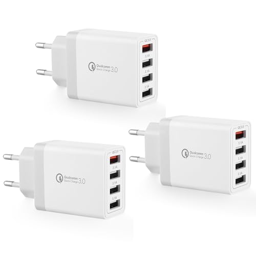3er-Pack USB Ladegerät Stecker, 4-Port USB Ladeadapter mit 33W Smart QC 3.0 Schnellladegerät Mehrfach, Multi-Port Netzteil für iPhone 15 14 13 12 11 Pro XR, Samsung S24 S23 S21 FE S10 S9 A51 A13 3er-Pack USB Ladegerät Stecker, 4-Port USB Ladeadapter mit 33W Smart QC 3.0 Schnellladegerät Mehrfach, Multi-Port Netzteil für iPhone 15 14 13 12 11 Pro XR, Samsung S24 S23 S21 FE S10 S9 A51 A13 von Mijun
