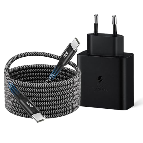 45W USB C Ladegerät Schnellladegerät, Super Fast Charger Netzteil mit 2 m 100W Nylon Ladekabel Typ C Schnellladekabel für Samsung Galaxy S25 S24 S23 S22 Ultra S21 S20FE Note10+ A72, Tab S10+ S9 S8 45W USB C Ladegerät Schnellladegerät, Super Fast Charger Netzteil mit 2 m 100W Nylon Ladekabel Typ C Schnellladekabel für Samsung Galaxy S25 S24 S23 S22 Ultra S21 S20FE Note10+ A72, Tab S10+ S9 S8 von Mijun