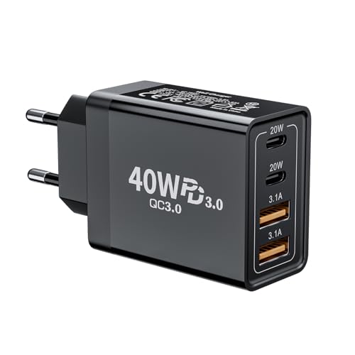 USB C Ladegerät, 40W 4-Ports Mehrfach Ladegerät mit USB-C und USB-A, Schnellladegerät PD 3.0 Power Adapter Netzteil Stecker für iPhone 16 15 14 Pro Max 13 12 11 SE XS XR 8 7, Samsung, Handys USB C Ladegerät, 40W 4-Ports Mehrfach Ladegerät mit USB-C und USB-A, Schnellladegerät PD 3.0 Power Adapter Netzteil Stecker für iPhone 16 15 14 Pro Max 13 12 11 SE XS XR 8 7, Samsung, Handys von Mijun