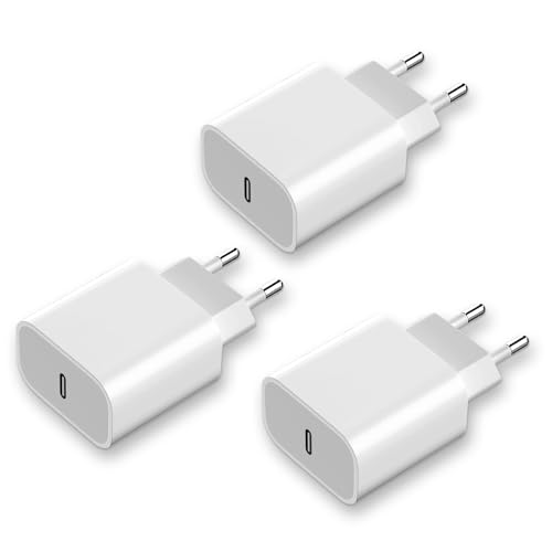 3er-Pack USB C Ladegerät 20W für Apple iPhone 16/16e/16 Pro/16 Pro Max/16 Plus 15 14 13 12 11 Pro Max X XS SE, iPad, AirPods, Schnellladegerät Handy Stecker Charger, USBC Netzteil Power Adapter von Mijun