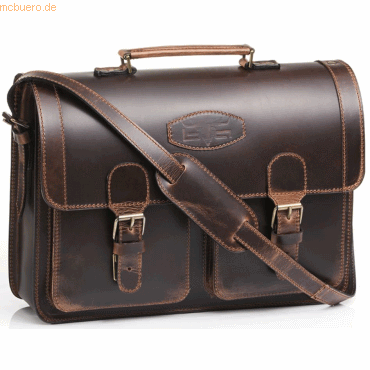 Mika Aktentasche Robbert Sattelleder 41x12x28cm braun Mika Aktentasche Robbert Sattelleder 41x12x28cm braun von Mika
