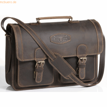 Mika Aktentasche Robbert Sattelleder 41x12x28cm dunkelbraun Mika Aktentasche Robbert Sattelleder 41x12x28cm dunkelbraun von Mika