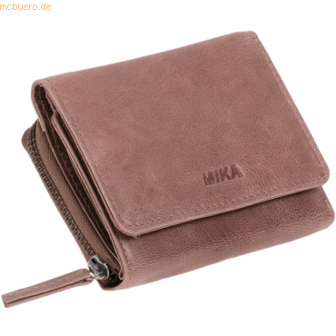 Mika Geldbörse Leder 11x9x3cm grau-braun Mika Geldbörse Leder 11x9x3cm grau-braun von Mika