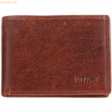 Mika Mini Geldbörse Querformat RFID Leder 10x7,5x2cm braun von Mika