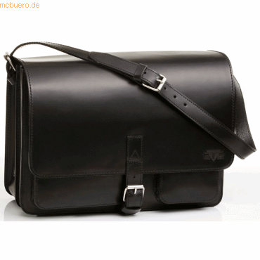 Mika Schultertasche Scotty Sattelleder 40x18x26cm schwarz Mika Schultertasche Scotty Sattelleder 40x18x26cm schwarz von Mika
