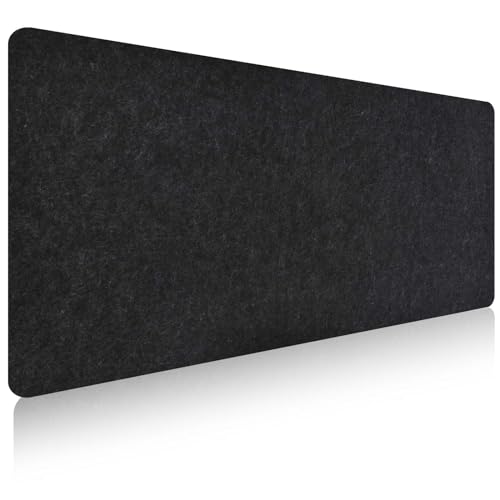 Schreibtischunterlage Filz Mauspad Groß, 80x40cm rutschfeste Filz Schreibtischmatte Desk Mat, Spielen Schreibunterlage Schreibtisch für Studenten rutschfeste Matte Office Desktopschutz (Schwarz) von Mikihat