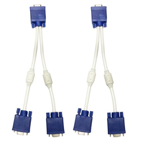 2 Stück Vga Eins In Kabel Unterteilt Netzkabel Splitter Verlängerungskabel Verstärkerkabel 1 In 2 Out-Adapter Video-Splitter-Kabel Y-Splitter-Adapter von Mikikit
