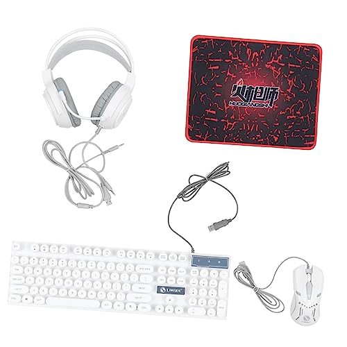 Mikikit 1 Satz Maustaste Gesetzt Tastatur-headset-kombination Kabelgebundene Computertastatur Kopfhörer Wireless Ergonomische Tastatur Kabellos Rgb-tastatur Klaviatur Rechner Abs Weiß Mann von Mikikit