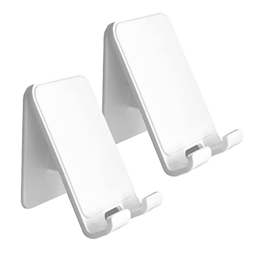 Mikikit 2 Stücke Halter Rack Tablet Für Halterung Halter Klebstoff Vielseitig Klemme Selbst Weiß Schicke Kunststoffständer Kreativer Ständer Wand Badezimmer Telefon Wandhalterung Handy von Mikikit