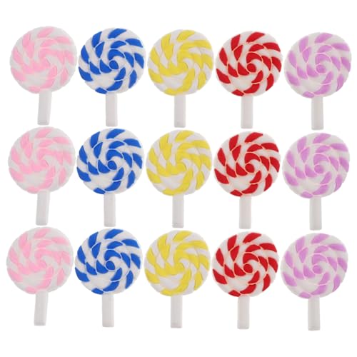 Mikikit 20 Stück Lutscherzubehör Gefälschtes Süßigkeitendekor Polymer-ton-lutscher-anhänger Süßigkeitendekorationen Lollipop-modell Bunter Süßigkeiten-anhänger Weiches Gummi von Mikikit