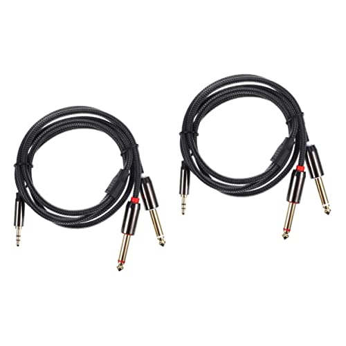 Mikikit 2st Audio-Splitter Splitterkabel Instrumentenkabel Aus Stoff 1/8 Auf 1/4 Adapter Lautsprecherkabel Gitarre 3,5 Auf 1/4 Adapter Kabel Für Bassgitarre Handy Verstärker Nylon von Mikikit