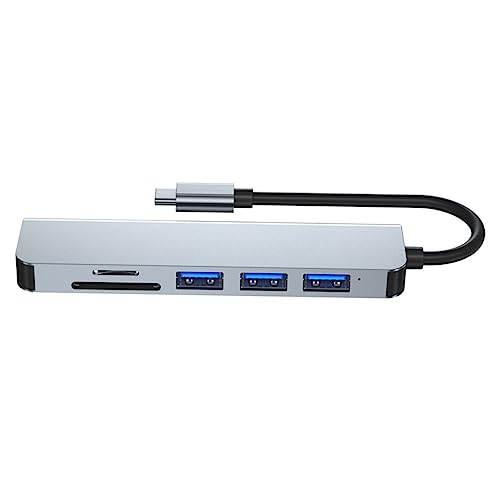 Mikikit 6 Notebook-Dockingstation Erweiterungsübertragungsadapter Micro-USB-Splitter tragbarer Datenknotenpunkt Multifunktionsnabe Daten USB-Hub Notizbuch Halterung Aluminiumschale von Mikikit