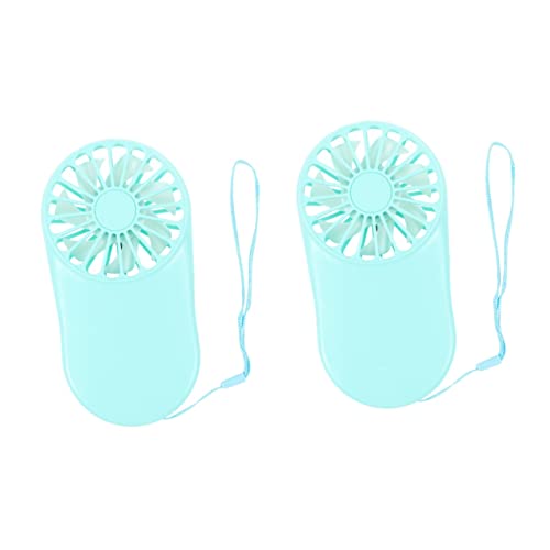 Mikikit Desktop-Lüfter 2Pcs Fan Travel Girls for Camping Outdoors Handheld Office Blue Personal Pocket Mini Home Lanyard Portable Charging Outdoor Man USB Kids Light - Woman Small with von Mikikit