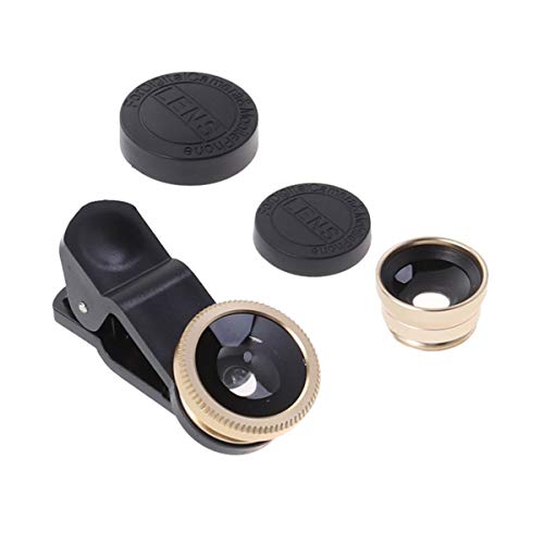 Mikikit Kit Portable Fish and S/Mobile Accessories Macro on Camera Universal Clip-On Lens Phone Compatible Kits Kit Camera Wide - Lens Phone Optics Eye Golden Fischlinse Handy von Mikikit