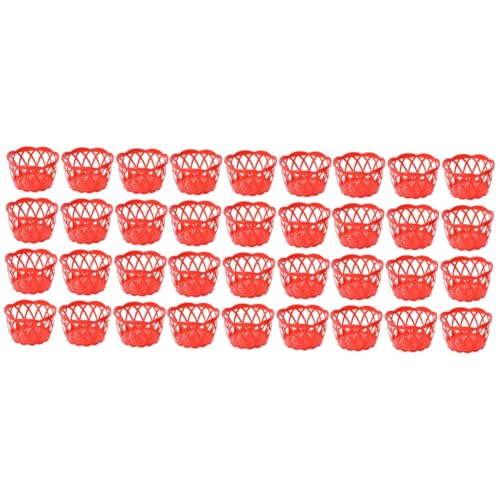 Mikikit Kunststoffbehälter 36 Stk Eierverpackungskorb roter Korb Aufbewahrungskörbe Badezimmerkörbe runder ausgehöhlter Korb tragbar Eierkorb Haushaltsprodukte Container Aufbewahrungskorb von Mikikit