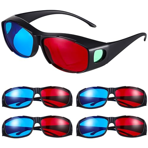 Mikikit Rot-Blaue 3D-Brille 5 Stück 3D-Sichtbrille Filmbrille Spielbrille Für Alle Dlp-Link 3D-Projektoren Tv-Theater von Mikikit