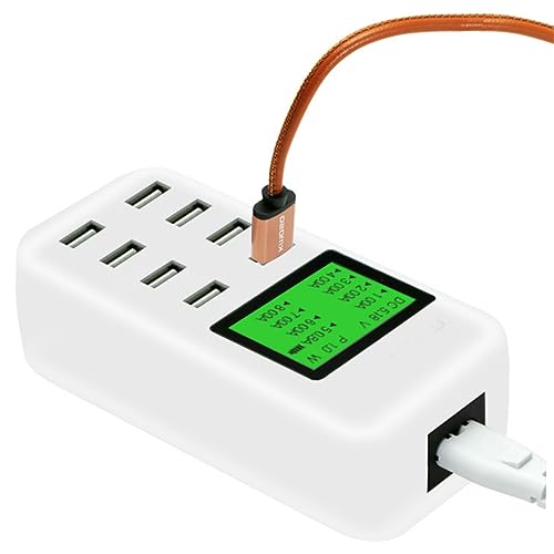 Mikikit USB-Ladegerät Handy ladegerät USB Ladegerät Handyladegerät Ladegerät für tragbare Telefone Charger USB ladestation LCD 8a Weiß von Mikikit