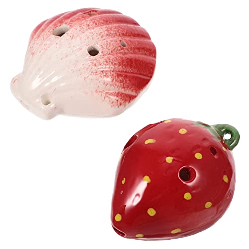 Mikinona 2 Stück 6 Muschel Erdbeerkeramikflöte Loch Okarina Musikinstrument Üben Okarina Musikinstrumente Klassische Okarina Kleines Instrument Entzückende Ocarina Rot von Mikinona