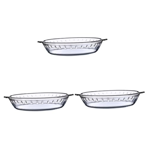 Mikinona 3 Stk Runde Auflaufform Aus Glas Besteckschublade Kreistablett Antihaft-grillplatte Runde Servierplatte Klare Platten Grillplatte Mit Griff Runde Kuchenformen Gehärtetes Glas Weiß von Mikinona